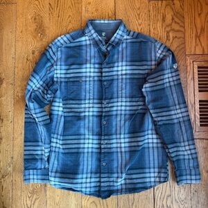 Kuhl Men’s Blue Plaid Flannel Button Down Shirt, Size L